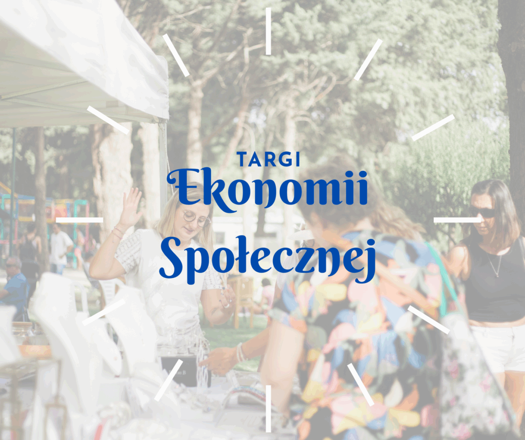 Grafika z napisem targi ekonomii społecznej